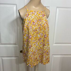 Floral Yellow and Pink Sleeveless Top